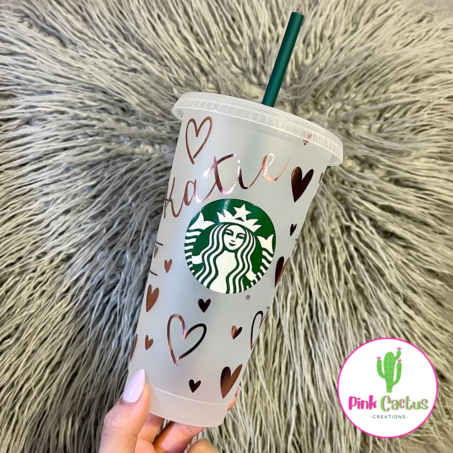 Starbucks 24oz Cold Cup With Personalised Hearts Design