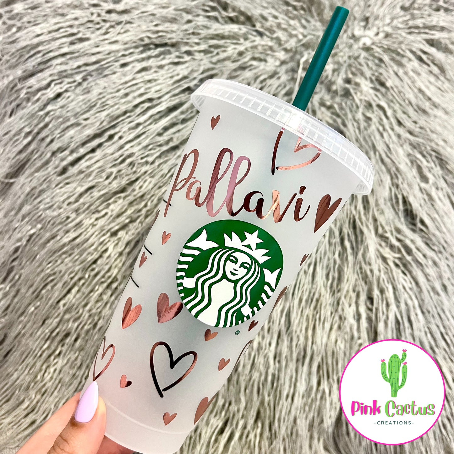 Starbucks 24oz Cold Cup With Personalised Hearts Design