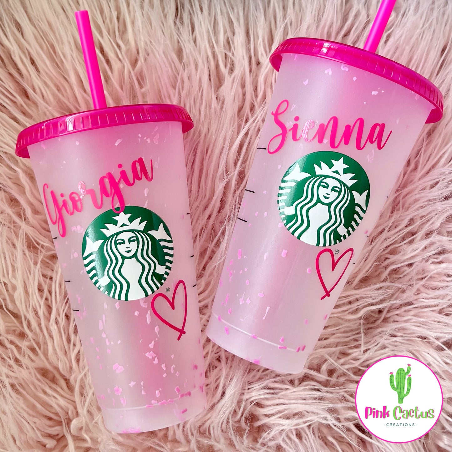 Starbucks 24oz Pink Confetti Colour Changing Personalised Cold Cup Tumbler
