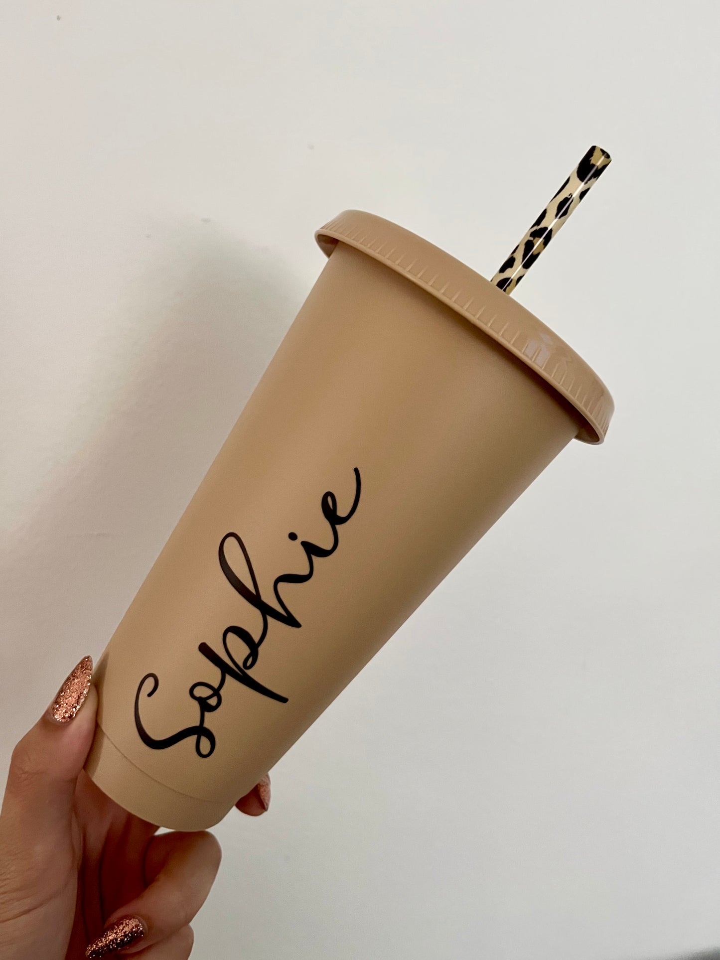 Cold Cup With Leopard Straw