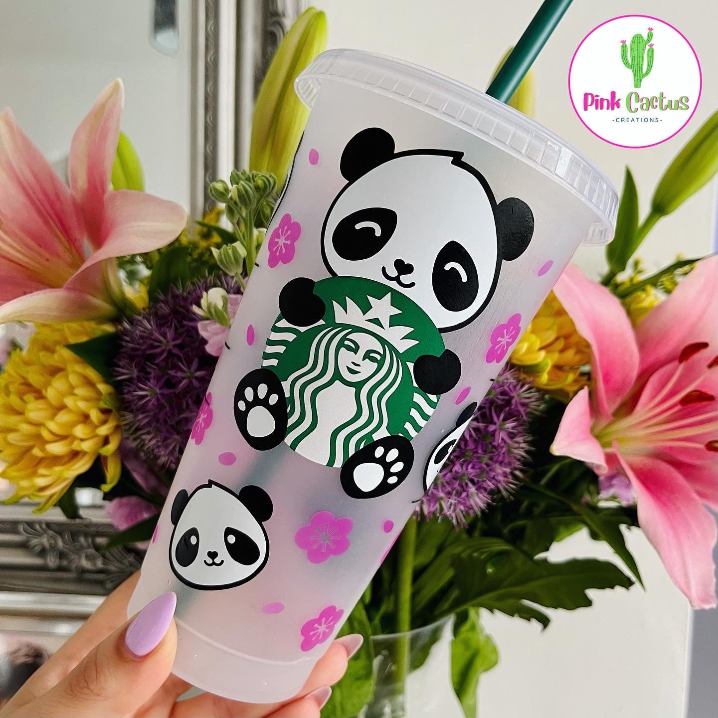 Starbucks 24oz Cold Cup With Panda Design