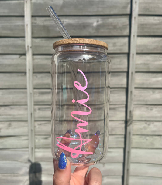16oz Can Glass Personalised With Name