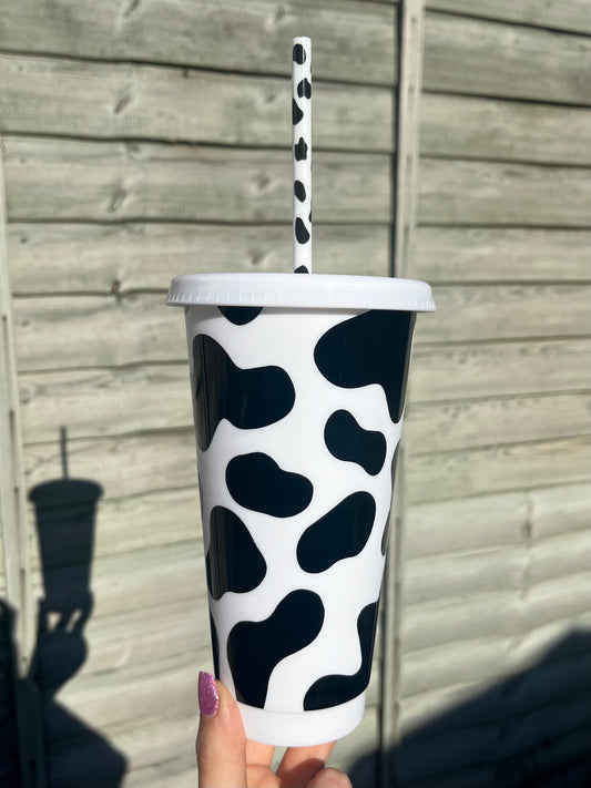 Cow Cold Cup With Cow Print Straw
