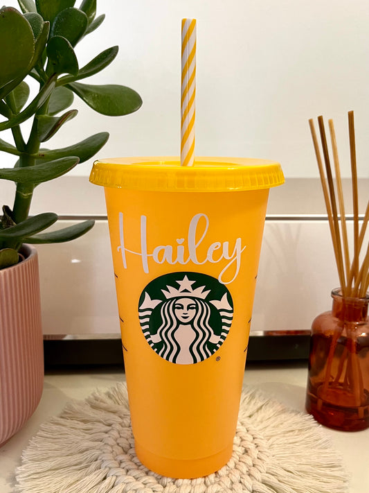 Starbucks 24oz Orange Colour Changing Personalised Cold Cup Tumbler